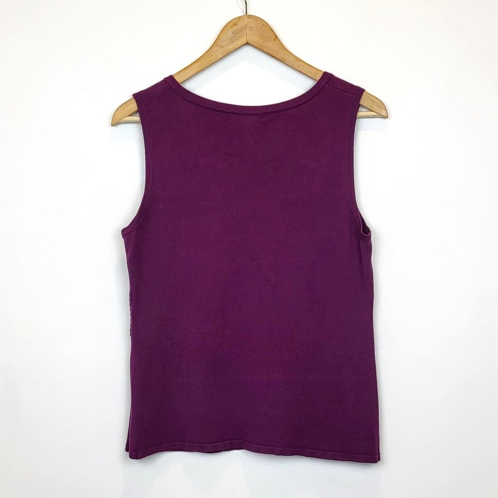 Linda Matthews Purple Shell and Cardigan Sweater Set, Size Medium, GUC - Picture 5 of 12